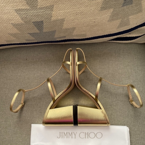 Jimmy Choo linley 85 cage strap sandals Gold NWT 35,36 - Picture 5 of 13